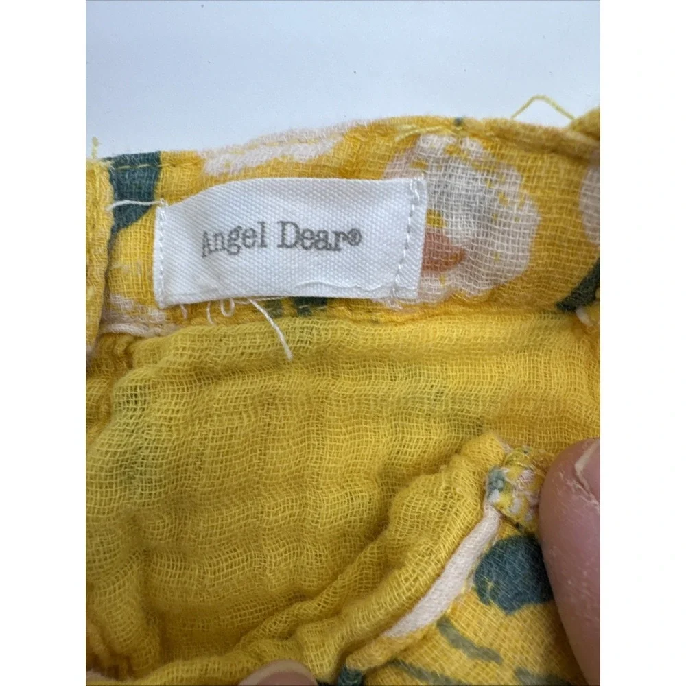 Angel Dear Baby Girl Yellow Floral Cotton Dress And Diaper‎ Cover 6-12  Month